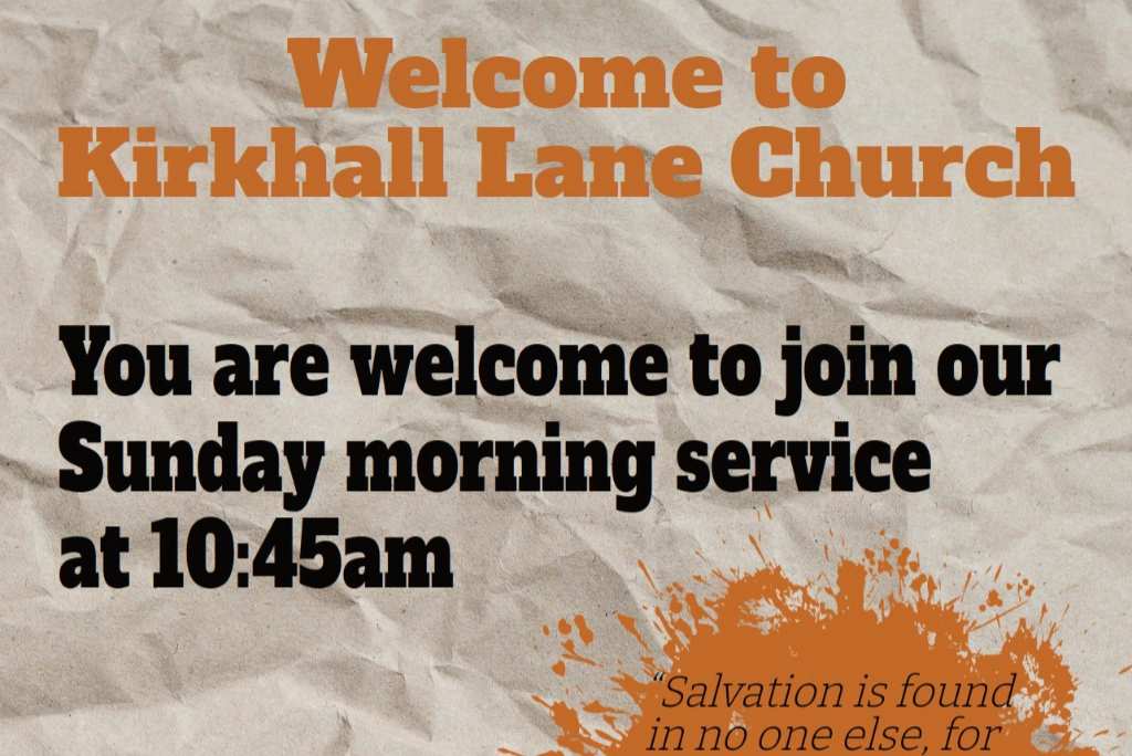 Kirkhall Lane church welcome sign